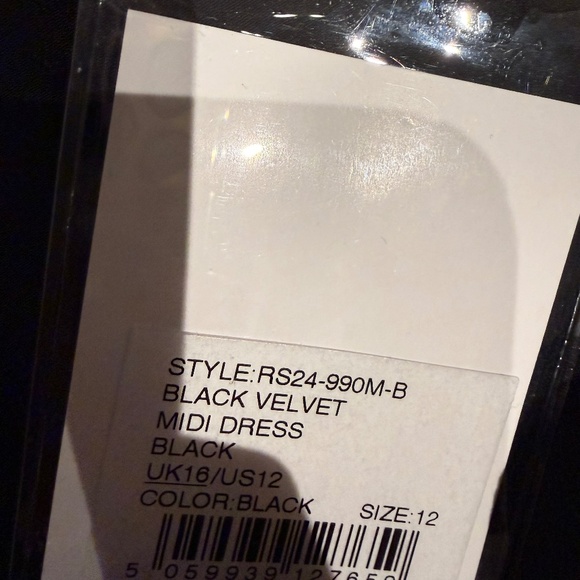 Self-Portrait Black Velvet Midi Dress US12 - Picture 9 of 13